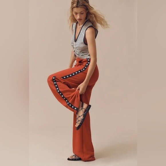 NWT Size XS -Sundry Vintage Terry Side-Stripe Wide-Leg Track Pants (NWT US$ 138) - Picture 3 of 16